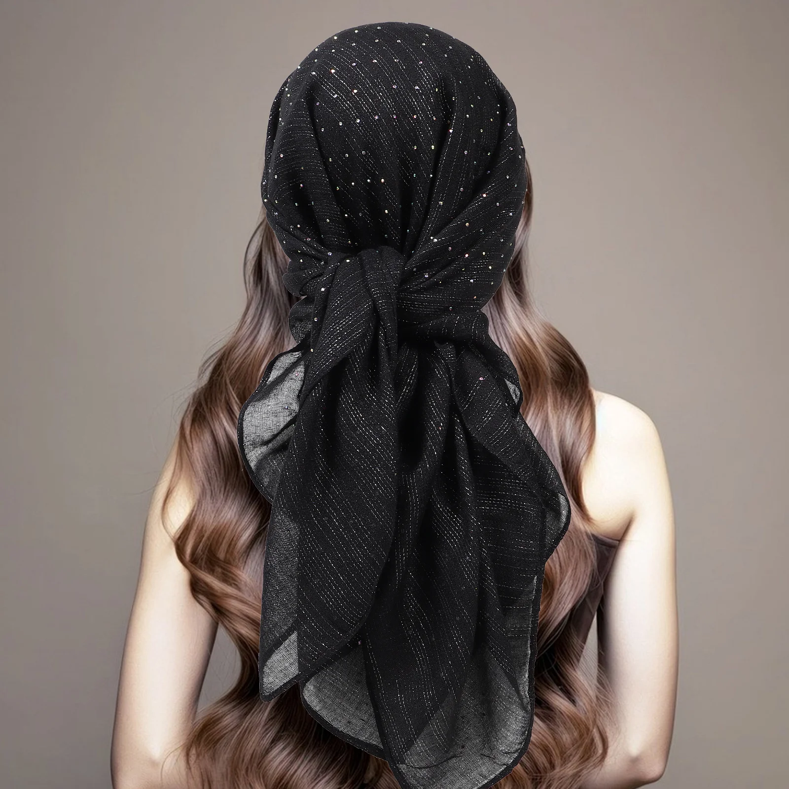 

Lightweight Elegant Polyester Scarf Women Thin Square Neck Head Wrap Stylish Versatile Design Spring Summer Fashion Accessories