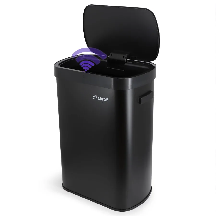 

13 Gallon Automatic Sensor Hands Free Trash Can in Black for Kitchen Bathroom Office Spaces with Touchless Motion Detection Eas
