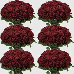 50 PCS Artificial Roses Flowers Velvet Rose Bouquet for Home Wedding Decoration