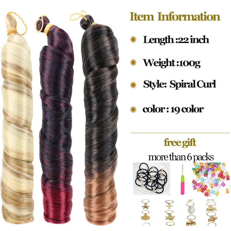 Full Star French Curl Braids Synthetic Crochet Braiding Hair 22 Inch Silky Spiral Curls Braids Bulk Hair Extensions Black Bug