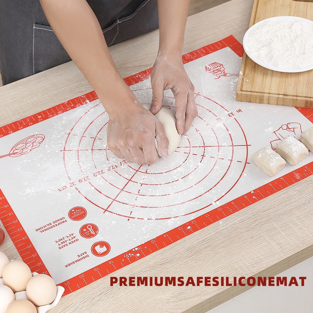 Silicone Baking Mat Non Stick Non Slip Kneading Dough Mat Pizza Cake Sheet Liner Kitchen Cooking Bakeware Table Mats Pastry Tool