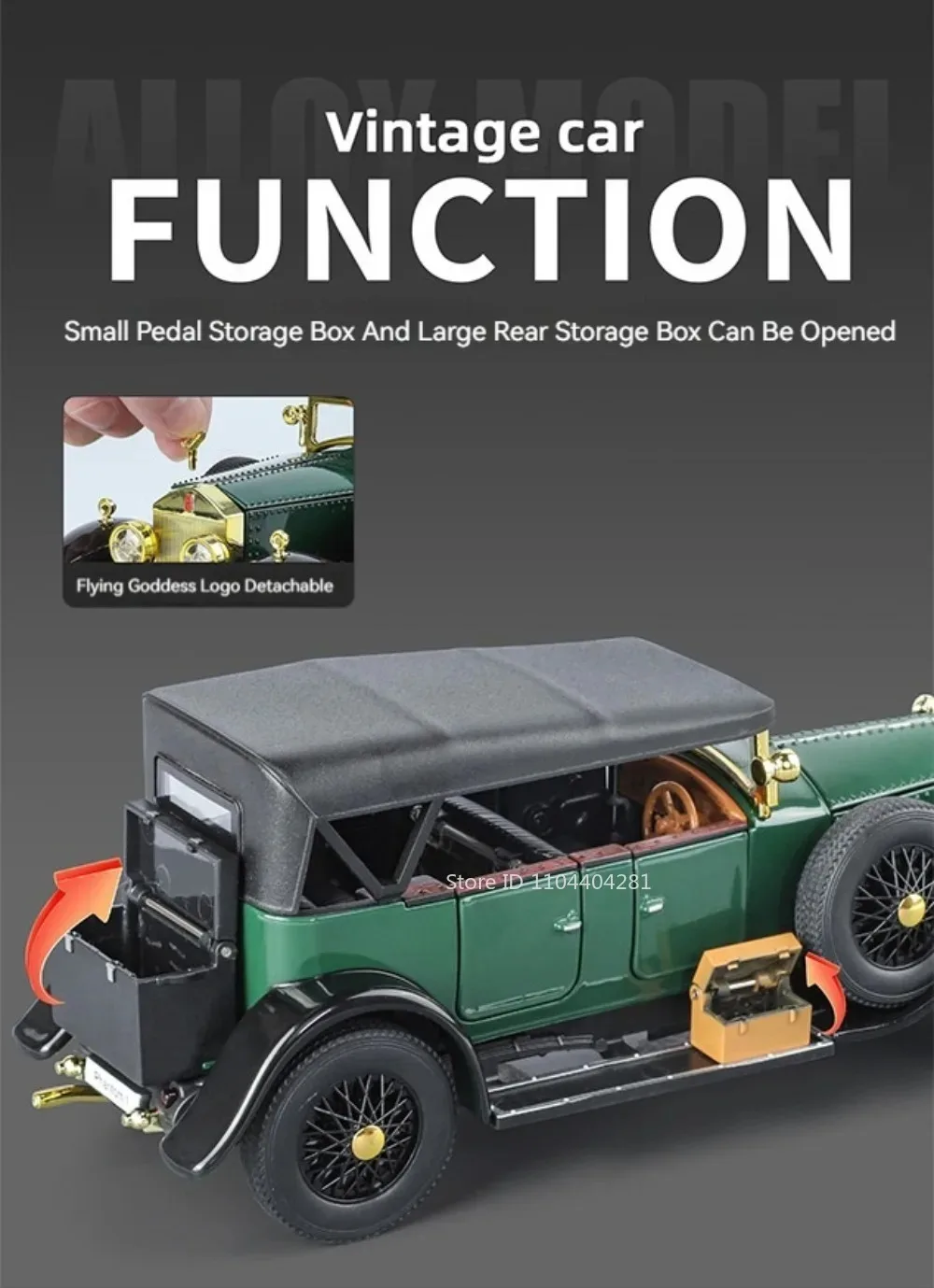1:24 Phantom 300SL Legierung Diecast Vintage Auto Miniatur Modell Spielzeug Sound Licht Zurückziehen Türen Geöffnet Ornament Kinder Festival Geschenk – Detail 11