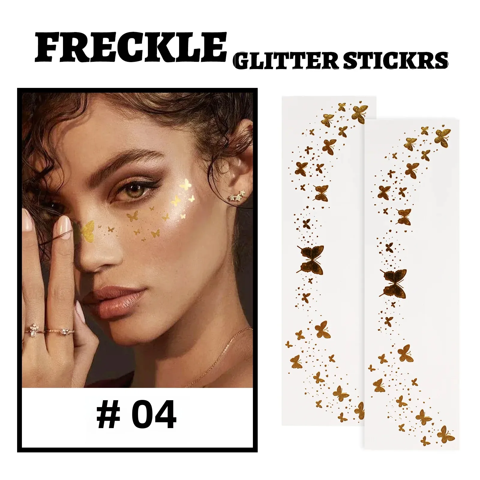 

Metallic Freckle Tattoo Stickers Gold Silver Temporary Body Art Face Makeup Fake Freckles Beauty Cosmetic 5PCS