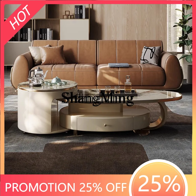 

FG home high-end multi-functional activities simple modern living room slate coffee table tea cart combination