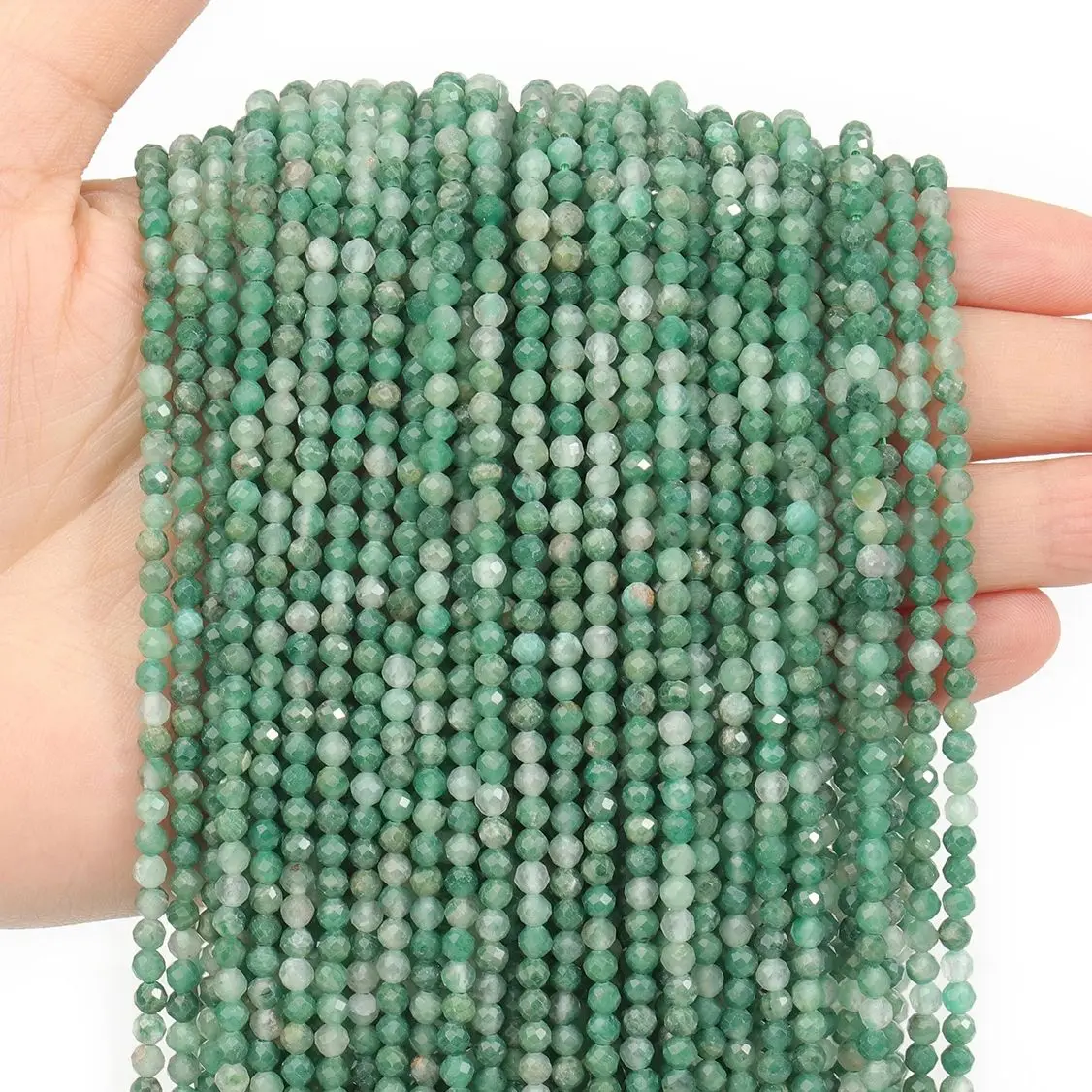 2 3 4mm Green Tiny Stone Beads Faceted African Emerald Turquoise Indian Agate Loose Spacer Bead Diy Bracelet Jewelry Making 15\'\'