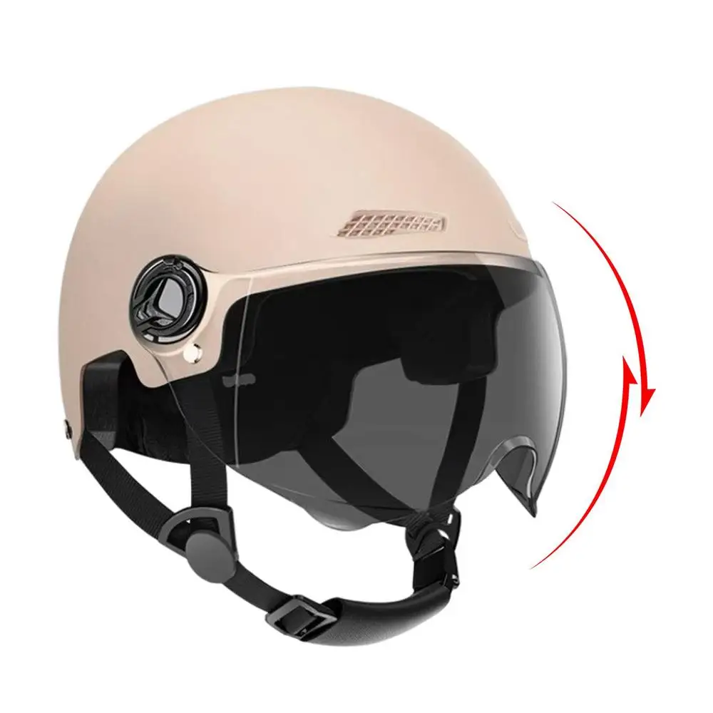 Fahrradhelm 3C-Zertifiziert für Männer, Frauen, Erwachsene und Kinder Cartoon-Elektrofahrrad-Motorrad-Halbhelm mit Schutzbrille – Detail 6