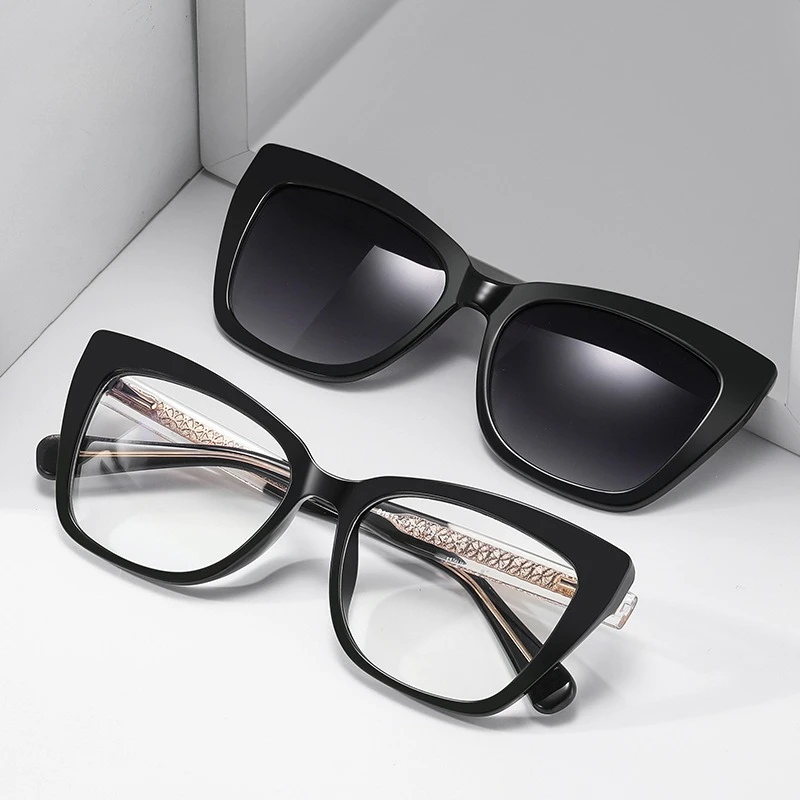 2027 Magnet Clip On Optical Myopia Glasses Women Driving Polarized Sunglasses With Anti Blue Ray Prescription Reading Glasses