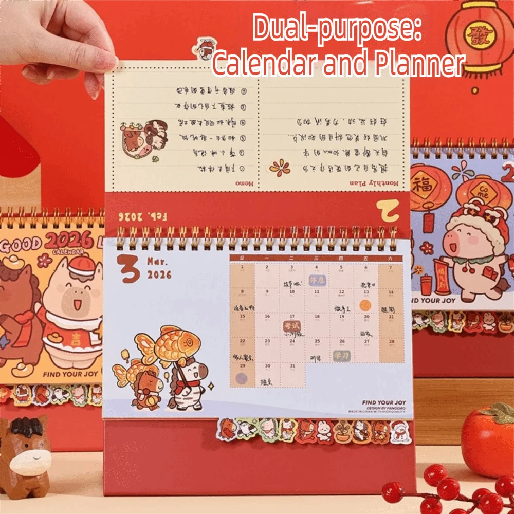 

Cartoon Coil 2026 Desk Calendar Horse Desktop Decoration Mini Calendar Daily Planner Gifts