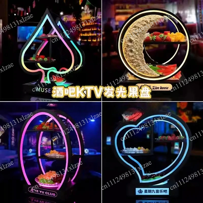 Rechargeable LED Moon Fruit Tray - Versatile Snack Shelf for Bar KTV Night Party Entertainment