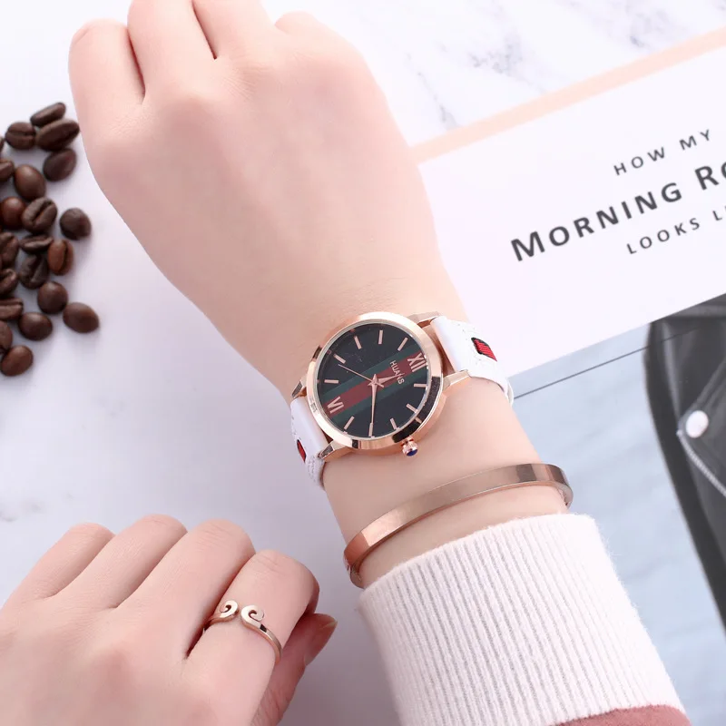 Женские часы с ремешком из искусственной кожи модные и простые, с чешуей из розового золота и персонализированными кварцевыми часами для женщин Reloj Mujer