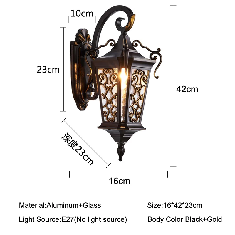 European Outdoor LED Wall Lamp Waterproof Outside Wall Light Exterior Wall Lighting for Hotel Villa Big Porch Garden Gate