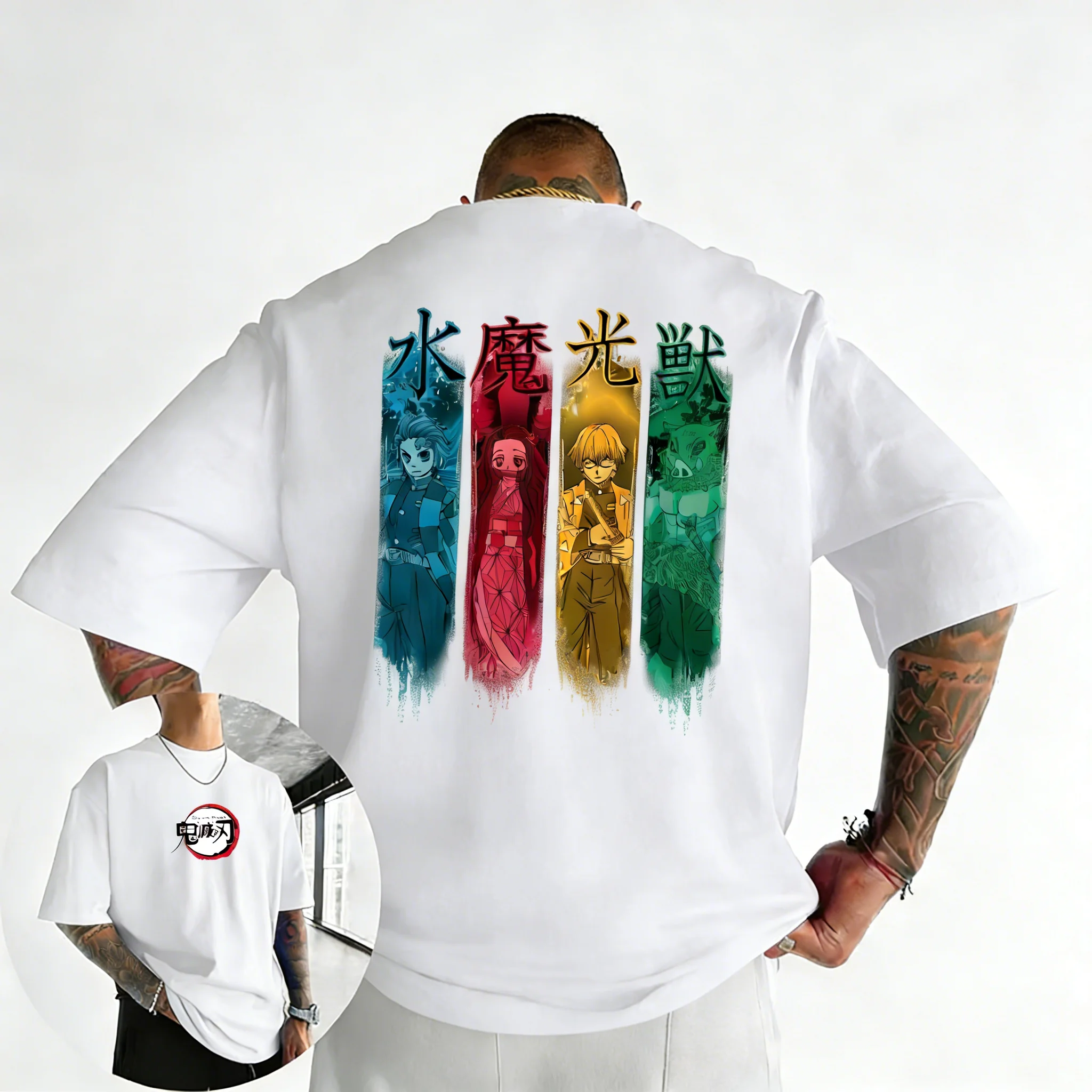 

Футболка Demon Slayer (Клинок, рассекающий демонов) из коллекции Demon Slayer, хлопок, мужская, летняя, новая, уличный стиль, хип-хоп, свободный крой, повседневная, Y2K, для родителей и детей