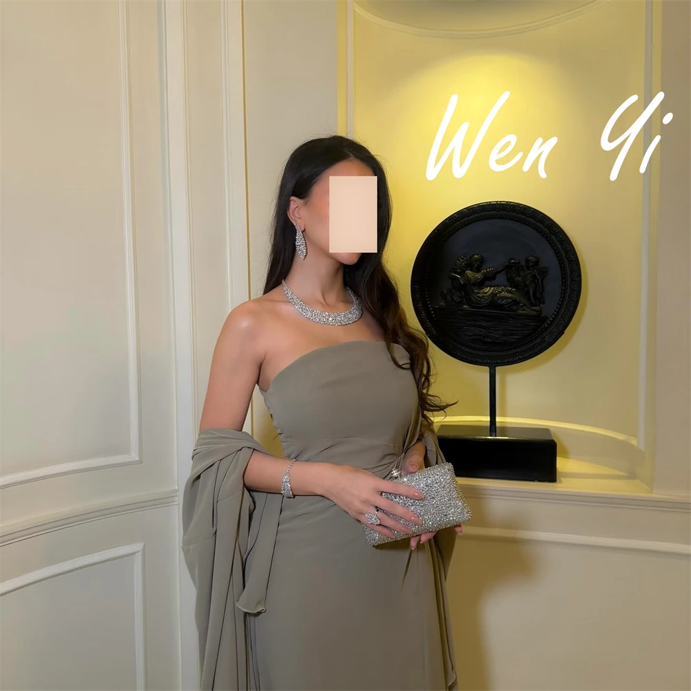 فساتين سهرة شيفون أنيقة مخصصة موضة فساتين المشاهير بدون حمالات رائعة سويب تراين فساتين المناسبات الخاصة #3