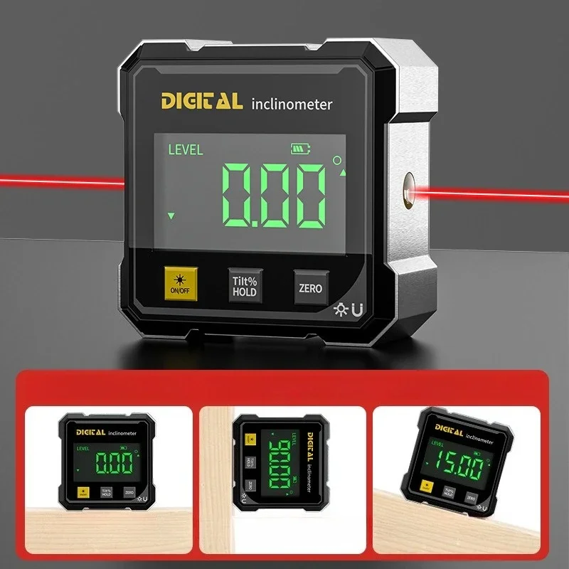 Slope Measurement Laser Level Precision Digital Laser Inclinometer Woodworking Digital Angle Measuring Instrument with Magnetic