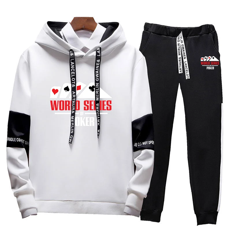 2023 New Men's Printing Fashion World Series Of Poker Cotton Sweatshirts Comfortable Leisure Hoodies Sport Pants 2 Pieces Set