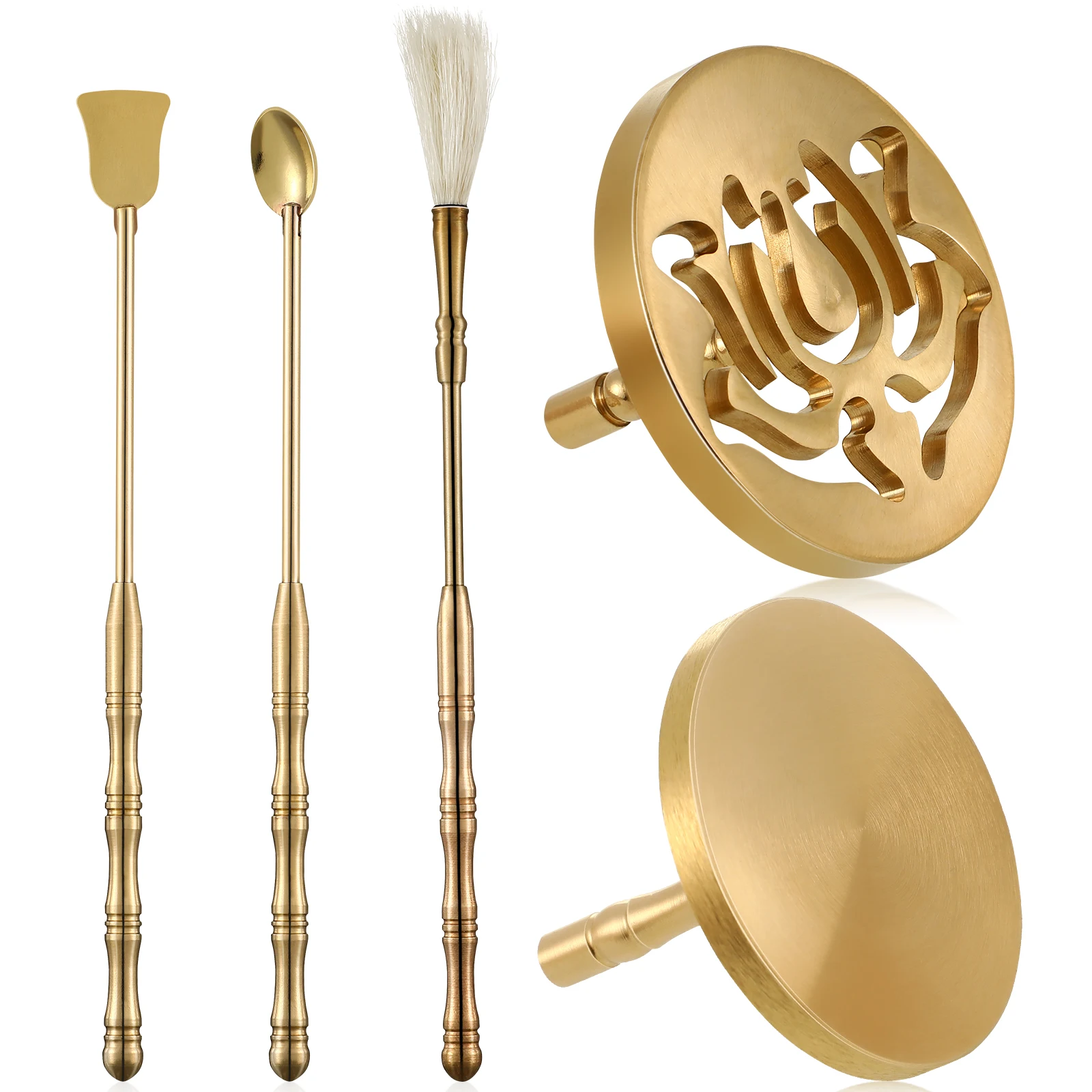 

5 Pcs Tools Incense Set Fragrance Cone Burner Brass Diy Golden Aromatherapy Kit