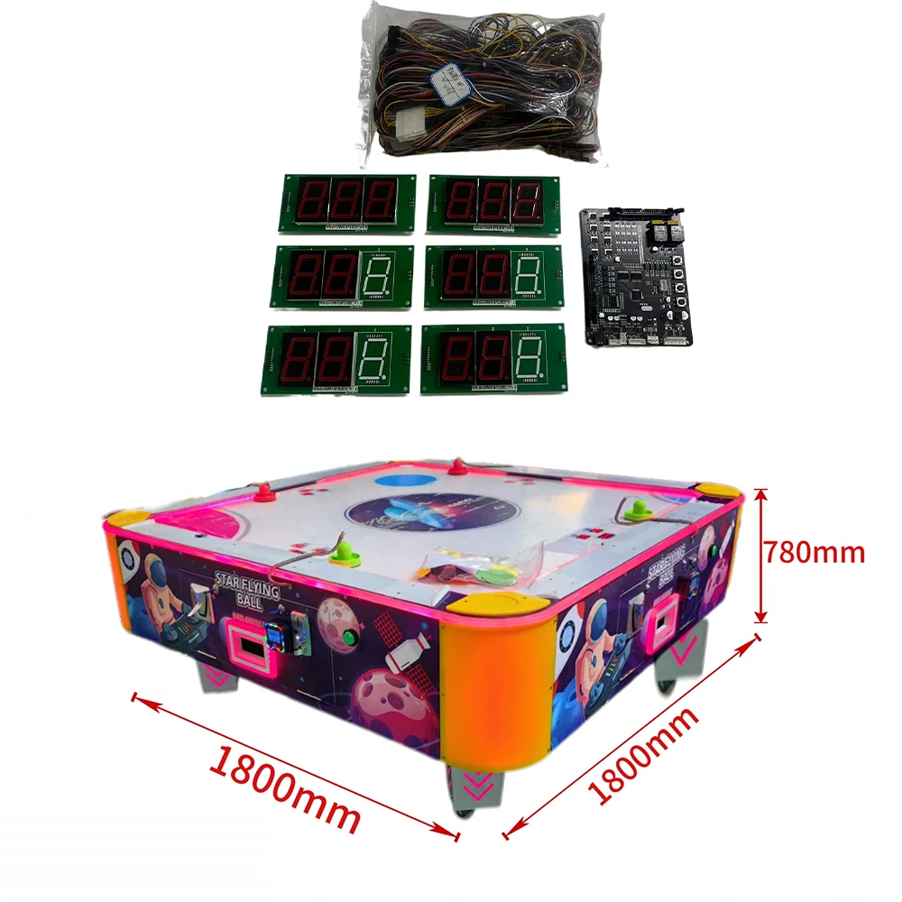 Lastest 4 Players Airhocky Kit Arcade Operated Game Simulator Kit Support English With Ticket Dispenser Version