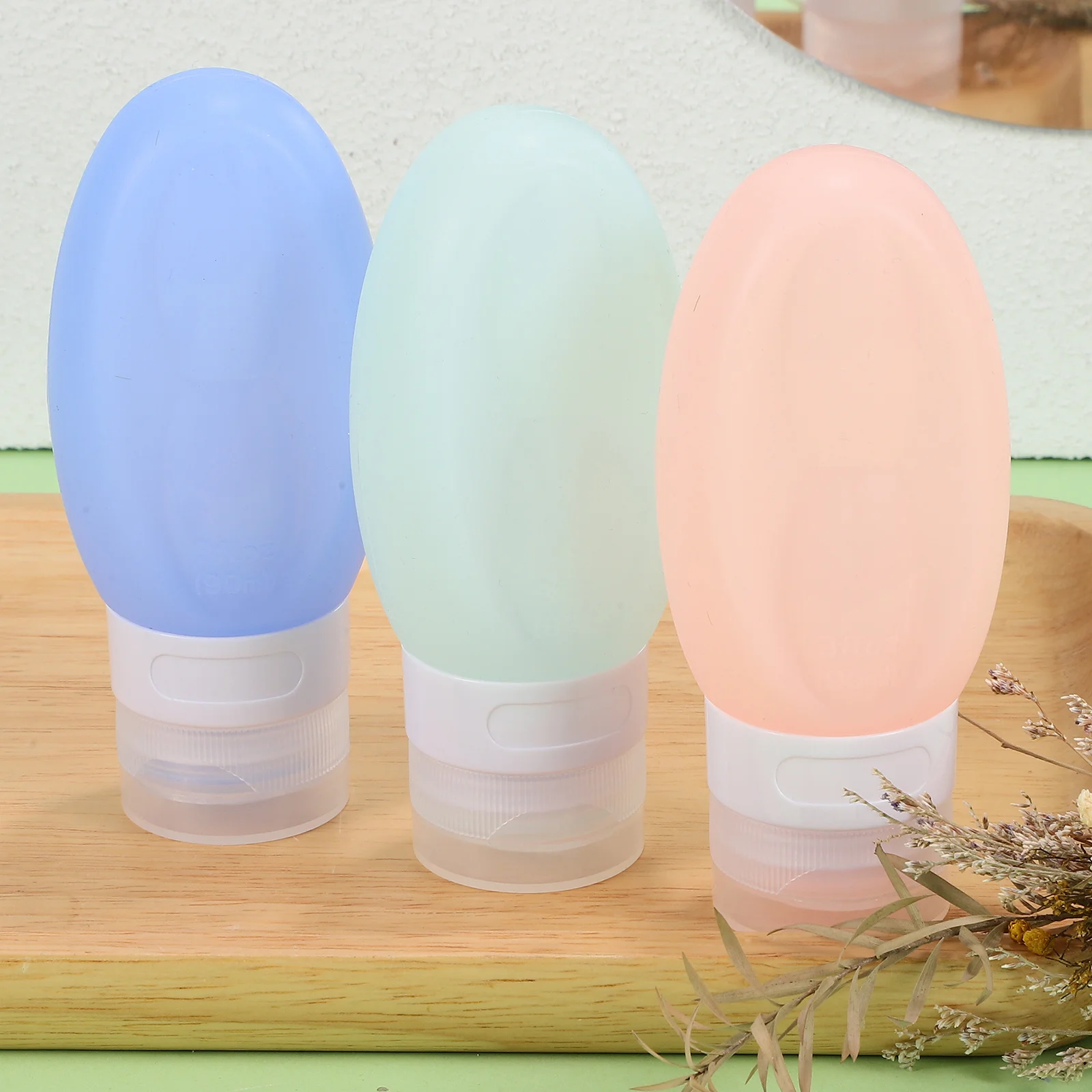 

3 pcs Silicone Travel Bottles Refillable Squeeze Bottles Leak Proof Caps Toiletry Containers For Shampoo Body Wash Facial
