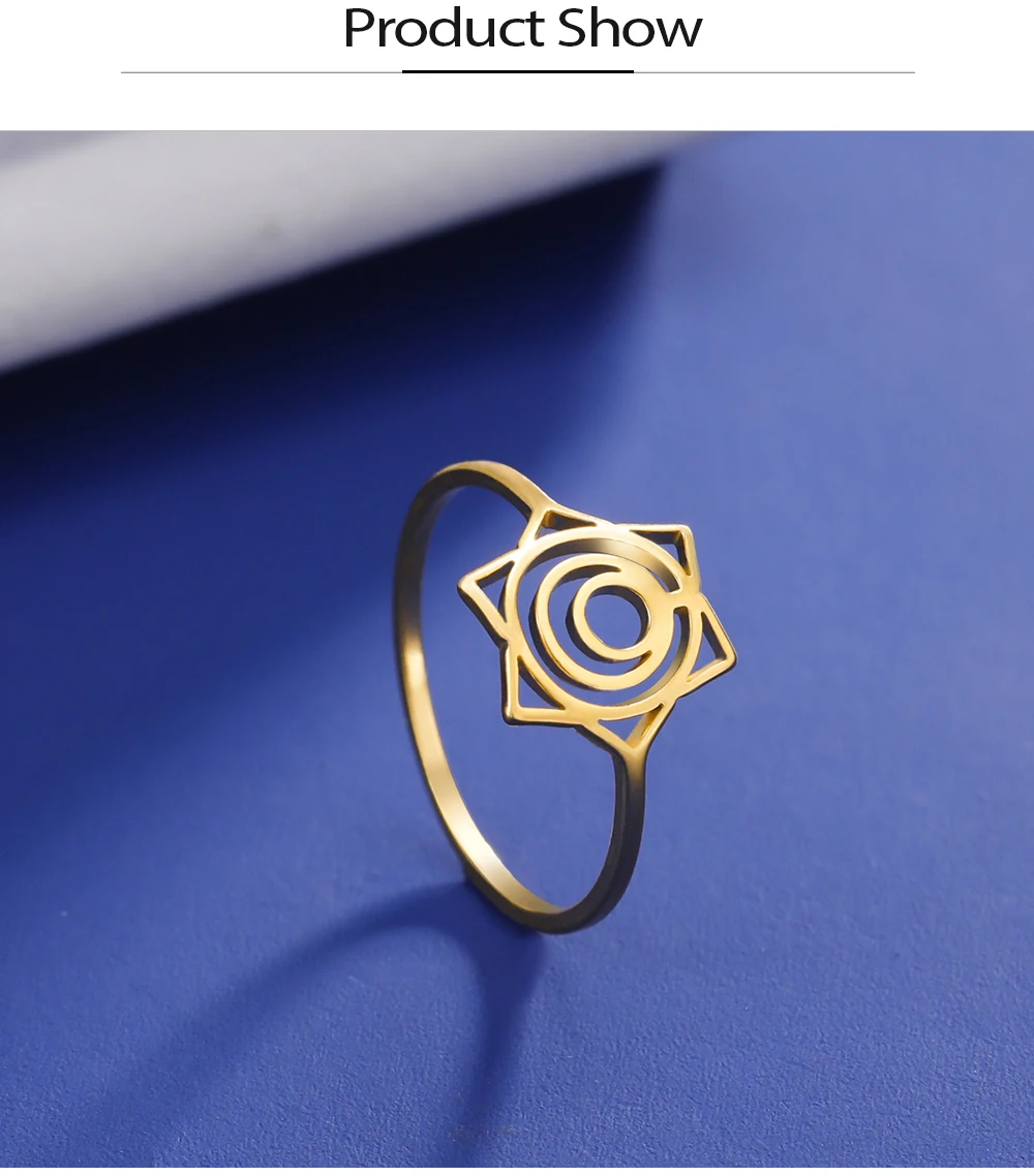 COOLTIME Sakral Chakra Symbol Ring Frauen Männer Edelstahl Svadhisthana Yoga Chakra Fingerringe Vintage Amulett Schmuck Geschenk – Detail 6