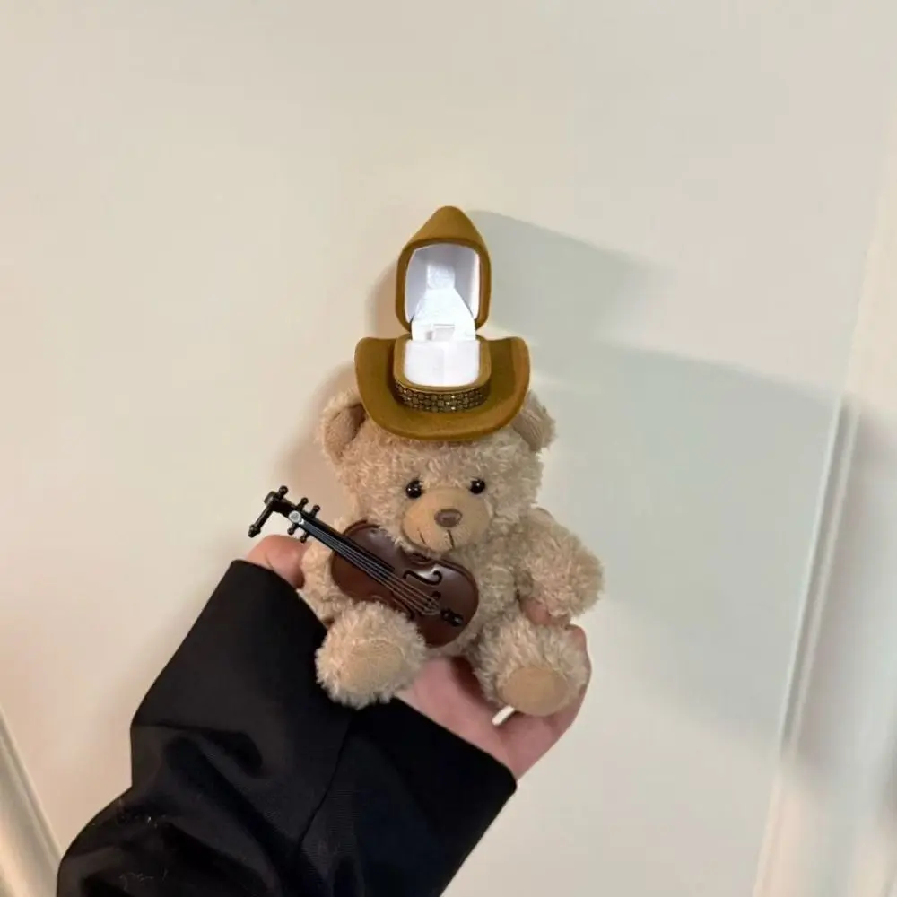 Bear Plush Puppy Doll Ring Box Dog Ring Display Wedding Ring Case Plush Toy Cartoon Couple Rings Holder Proposal