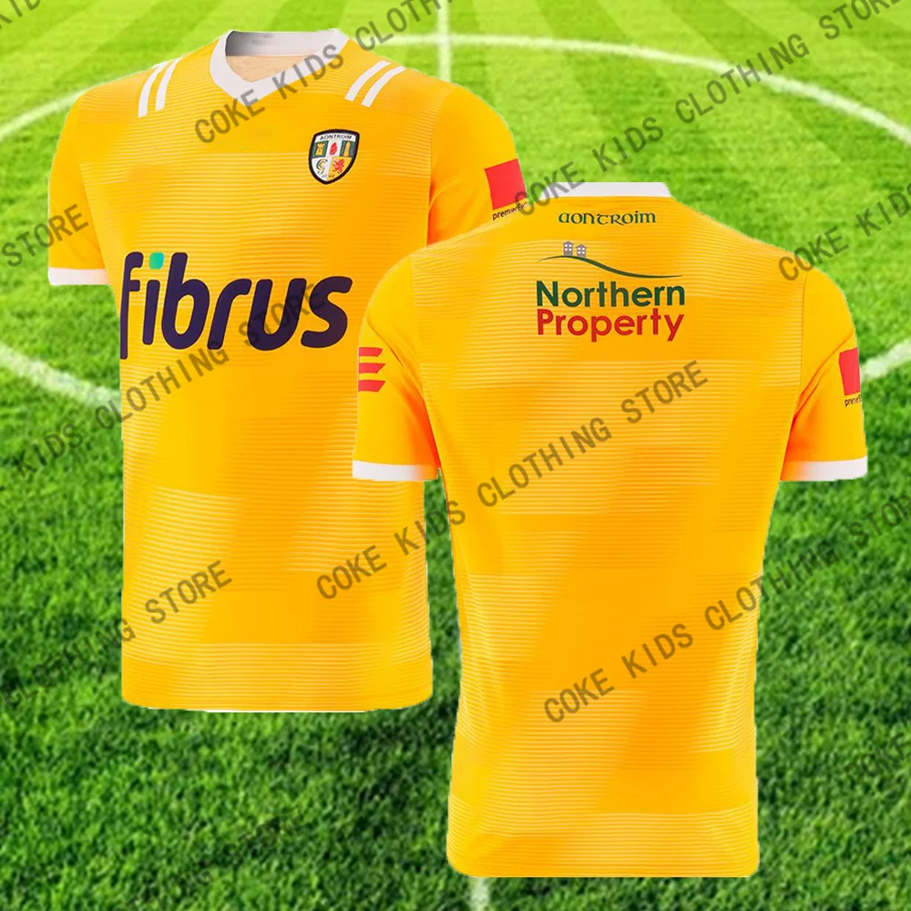 Antrim Gaa 2 Stripe Home 2023 Football Jersey Adults Kids Summer Sports Soccer Training Tees Quick-Dry Oversized Tops Clothing