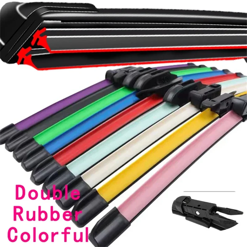 Colorful PINCH TAB Car Windshield Wiper blades Universal Soft Double layer Rubber Frameless Bracketless 16