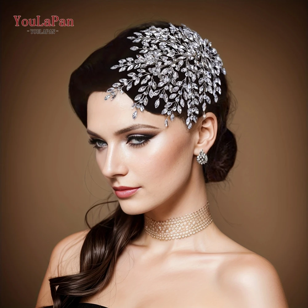 YouLaPan-Diadema con diamantes de imitación para mujer, tocado de dama de honor, accesorios para el cabello, Tiara de novia hecha a mano, HP438