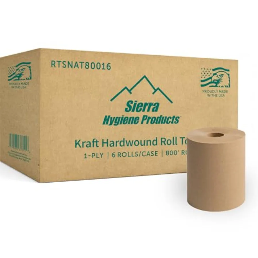 

Sierra Hygiene Natural Kraft 1-Ply 8" Hardwound Paper Towel 800' Roll 6/Case