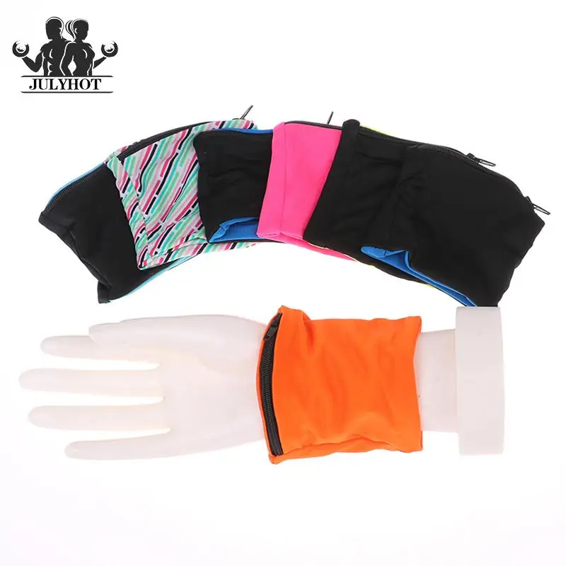 1Pc Wristband Support Bag Zipper Pocket Running Cycling Wrist Wallet Pocket Keys Coin Storage Bag Wrist Brace With Pouch bag