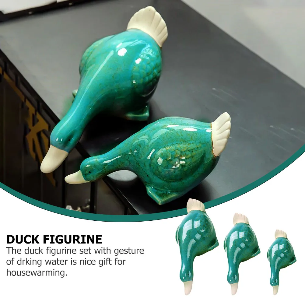 3 Pcs Ceramic Duck Ornaments Desktop Statue Decor Figurines Crafts Home Ducks Dollhouse