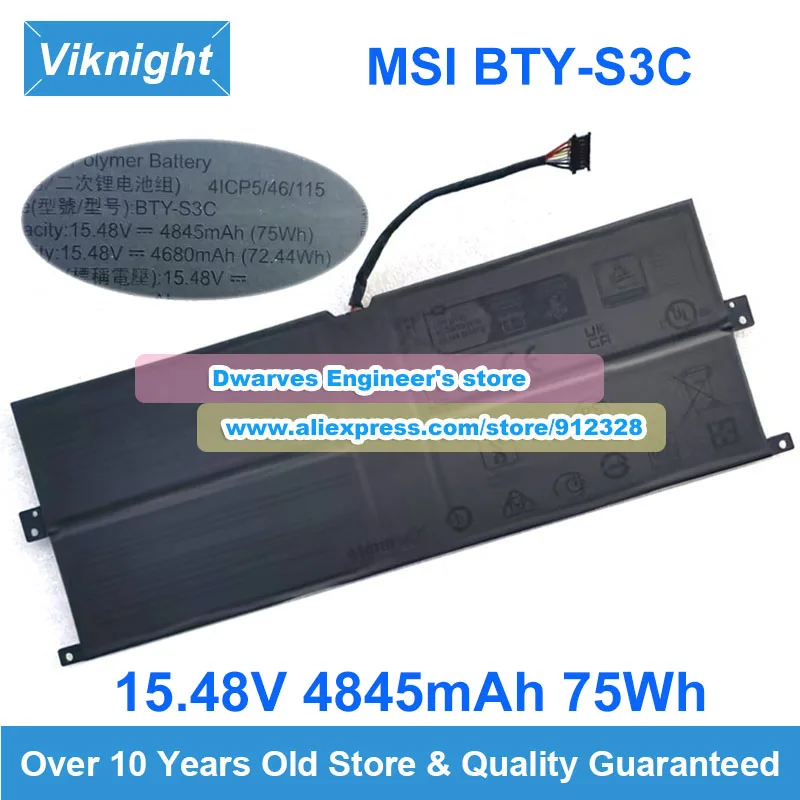 Genuine 15.48V 4845mAh 75Wh Laptop Battery BTY-S3C For MSI 4ICP5/46/115 Laptop Battery