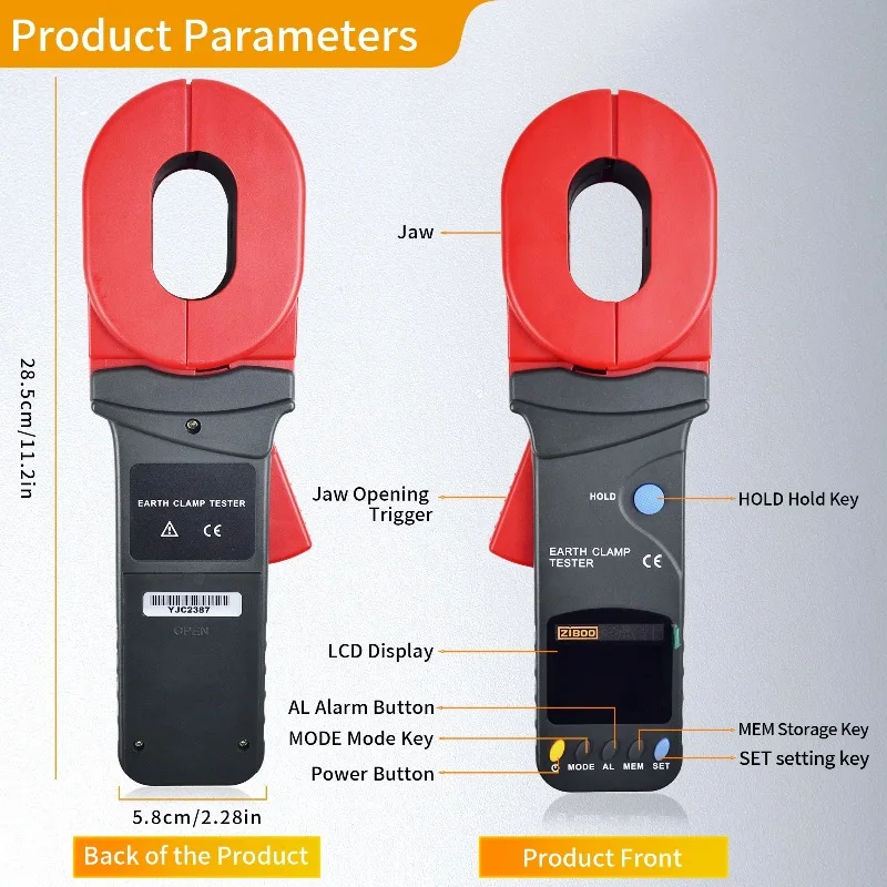 ZIBOO UT276A+ UT278A+ Clamp Ground Resistance Tester 0.01Ω-1200Ω High Precision Leakage Current 32MM Big Jaw Earth Resistance M