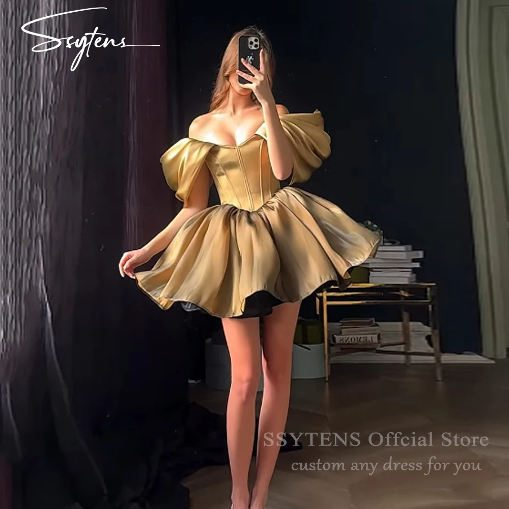 

SSYTENS Golden Short Prom Dresses Women Customized Elegant Wedding Party Evening Gowns 2026 vestidos de fiesta Mini Party Dress