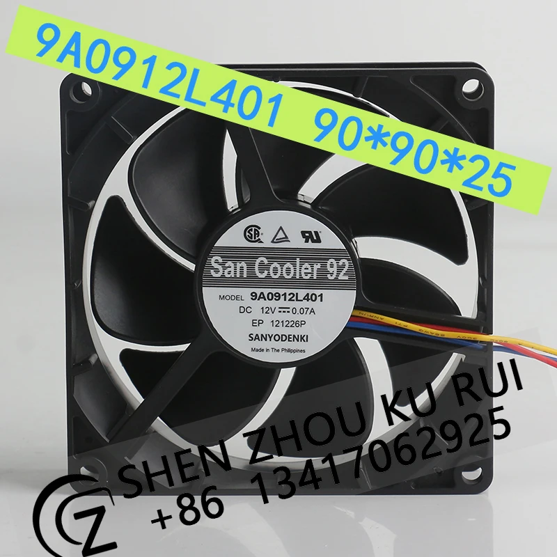 

Sanyo 12V 0.07A 9025 Ultra-quiet high air volume three-wire ball bearing 9A0912L401 coolingfan