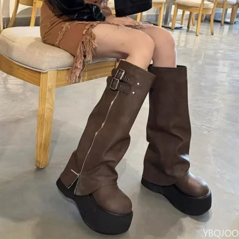 Autumn Winter Fashion New Item Thick Sole Height Increasing Small Women's Boots Long Tube Slimming Women's Pants High Tube Boots