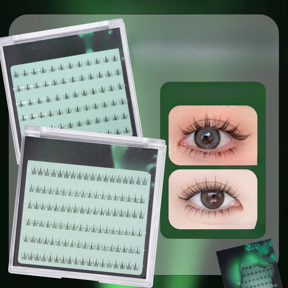 

6 Rows Glue-free Lower Eyelashes Natural Segmented Single Cluster False Eyelash Small Flame Crescent Under Lashes Eye Makeup