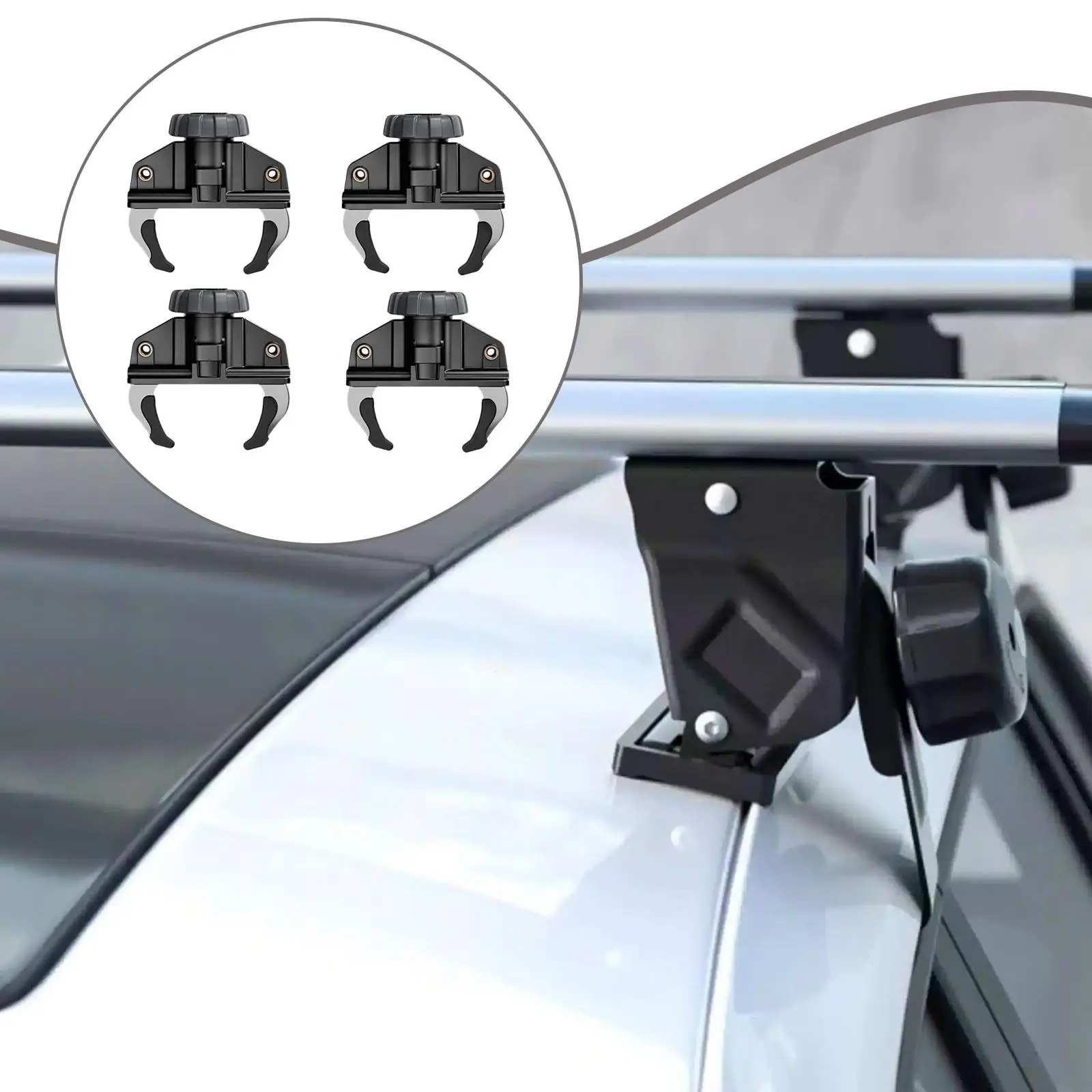 

Set of 4 Car Roof Box Quick Installation Clamps Lightweight Multifunctional for Secure Car Top Luggage Accessory Fast Fixation