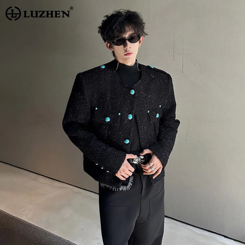 

LUZHEN Luxury Decorate Buttoned Handsome Coat Men's 2025 New High Quality Shoulder Pad Sequin Casual Jacket Male Clothes JY4575