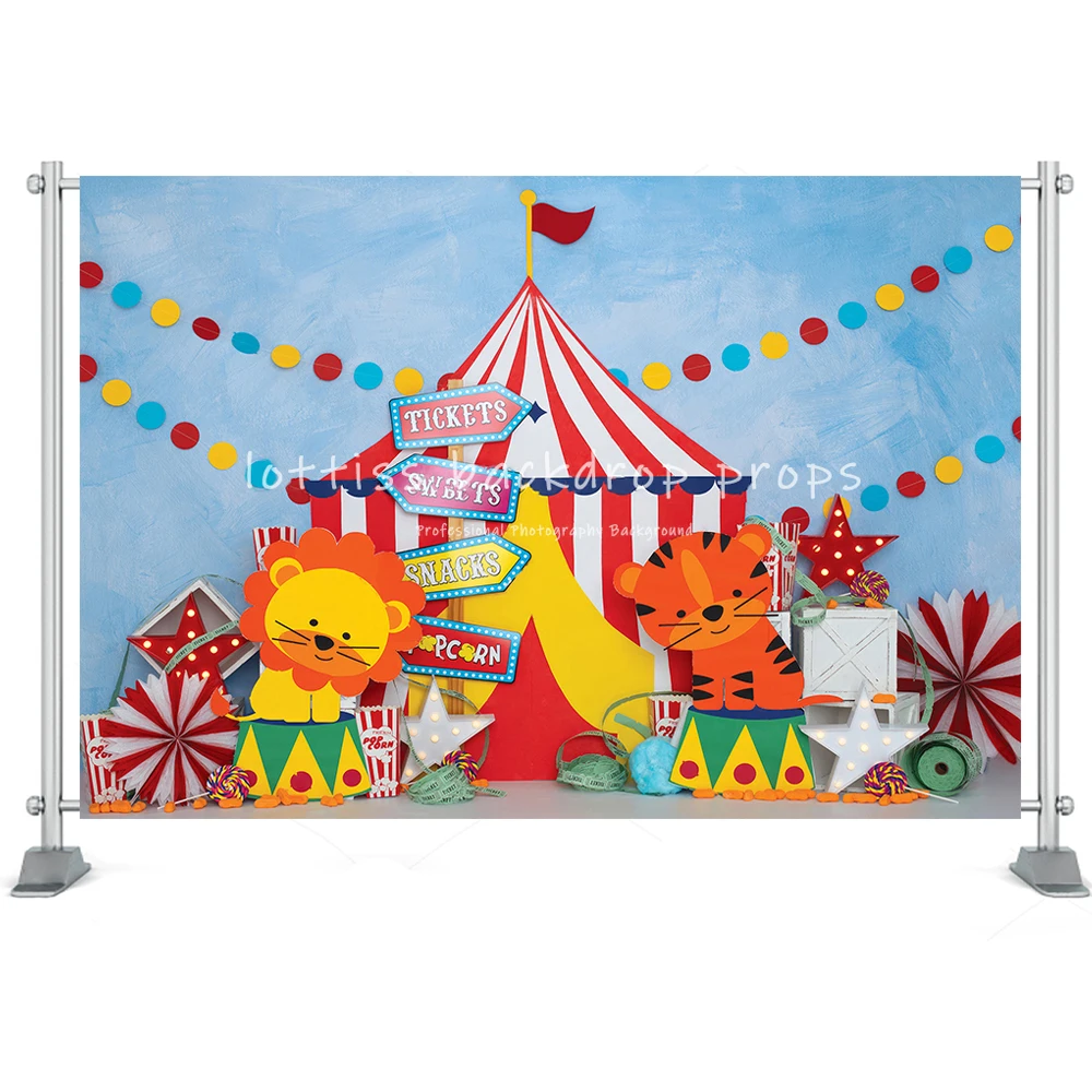 Zirkus Fotografie Hintergrund Kinder Geburtstag Hintergrund Neugeborenes Kind Porträt Party Dekor Riesenrad Party Hintergrund Fotostudio