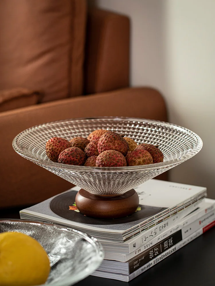 

Crystal Glass Fruit Tray Living Room Home Use Candy Plate Front Desk Tea Table Sna Tray Vintage French Sle Handmade