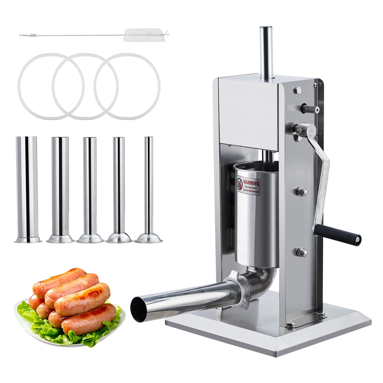 Sausage Stuffer Manual 7LB/3L Sausage Maker Machine Meat Stuffer With Dual Speed Heavy Duty Sausage Filler With 4 Stuffing Tubes