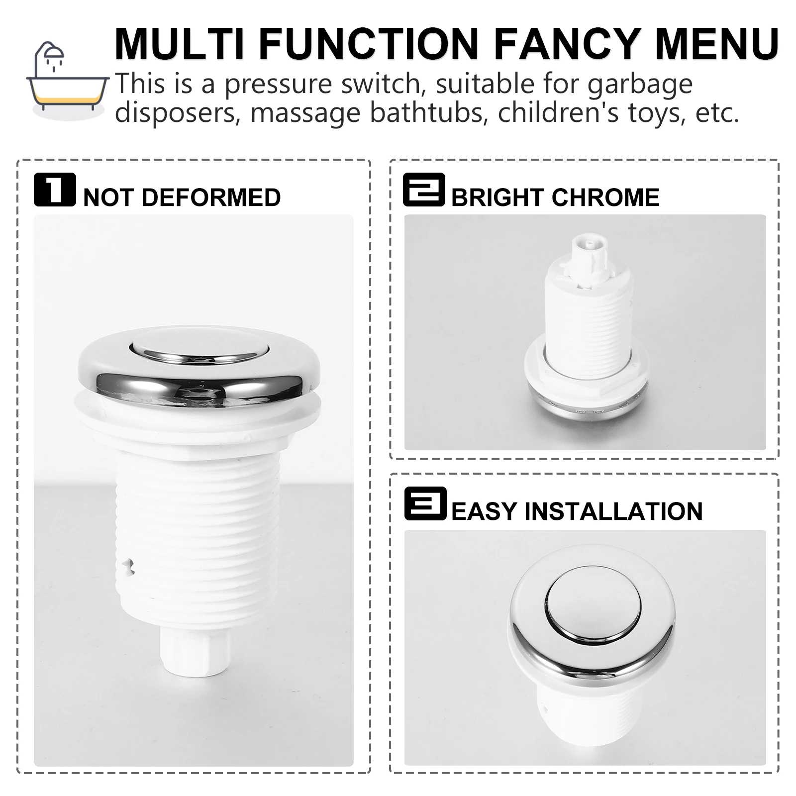 

Pressure Switch Air Button Durable Multipurpose Bathtub White Massage Child Pneumatic Start Silicone Sealing Gasket Practical