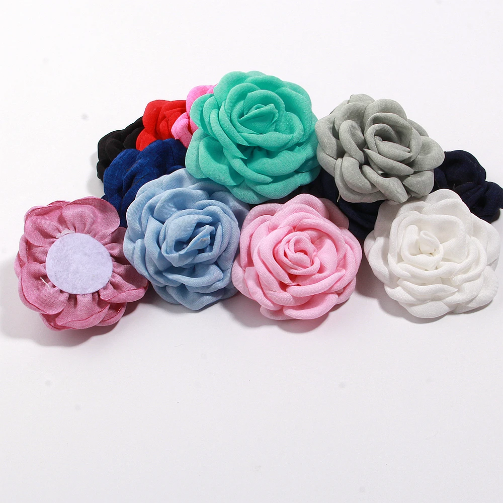 Korean 6CM Burnt Edge Rose Flower Hair Accessories Handmade Camellia Barrettes for Girls Wedding Craft Headwear
