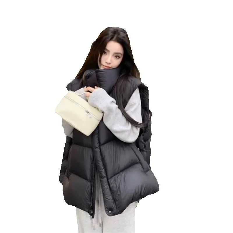 

Autumn Winter Down Cotton Waistcoat Women 2926 New Fashion Loose Casual Pure Colour Keep Warm Zipper Outerwear Female