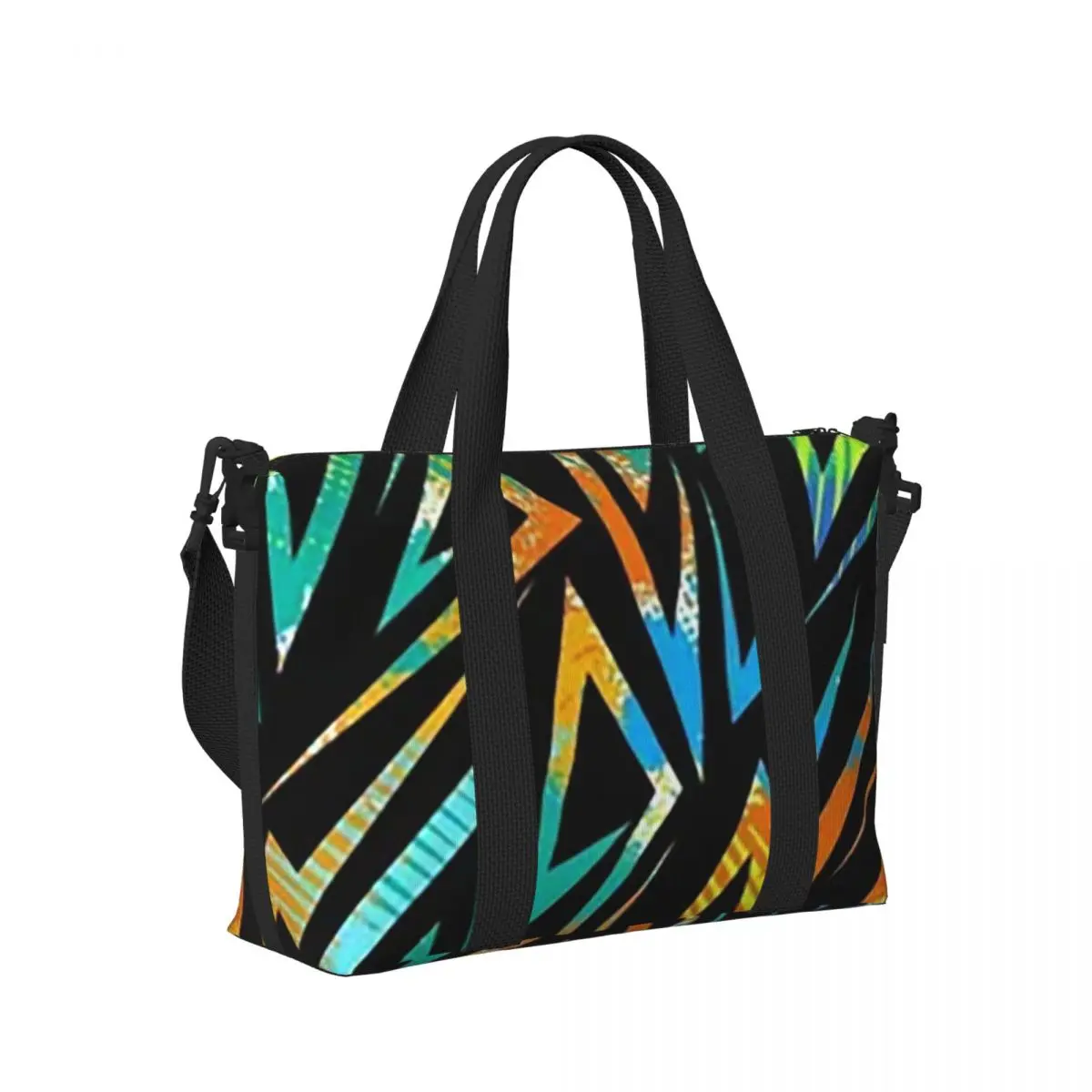 Bright Graffiti Geometric Beach Travel Bag Large Capacity Tote Bags for Gym Yoga Women Shopping Duffle Shoulder Bag