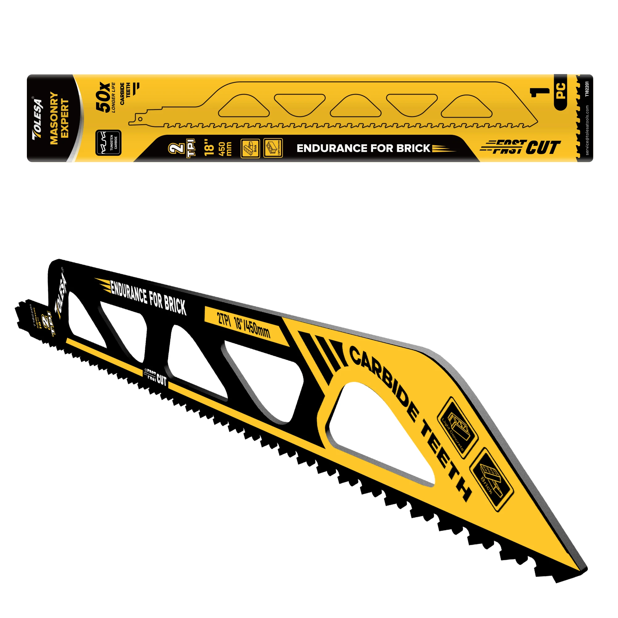 

TOLESA 1PC Demolition Masonry Reciprocating Saw Blade 18-Inch Universal Carbide Blades for Cutting Aerated Concrete Hollow Brick