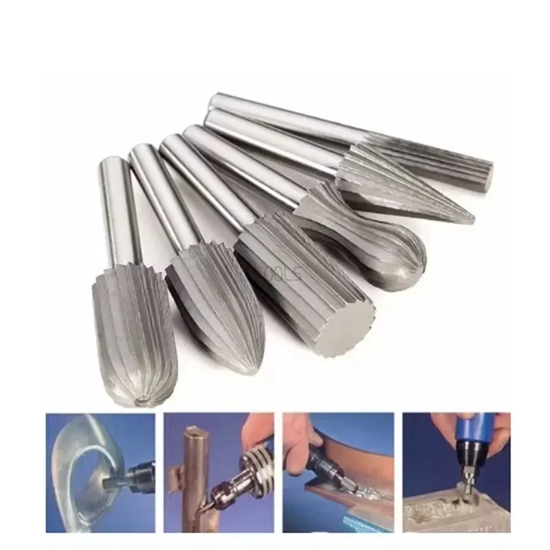 6PC High Speed Steel File Knife Carpentry Tools Used For DIY Electric Drill Metal Plastic Wood Electric Grind Cutter File Tools