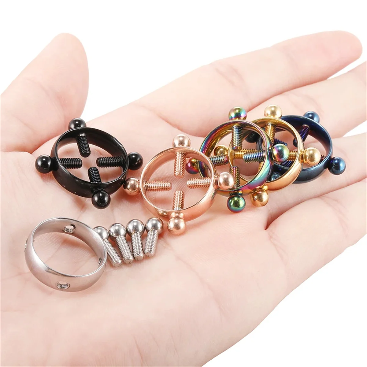 1Pair Fashion Stainless Steel Adjustable Nipple Ring For Women, Various Colors Clip On Nipple Rings Fake Nipple Piercing Jewelry