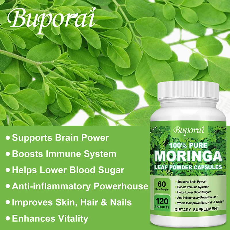 Moringa Capsules - Boosts Energy and Immune System, Boosts Metabolism, Antioxidant