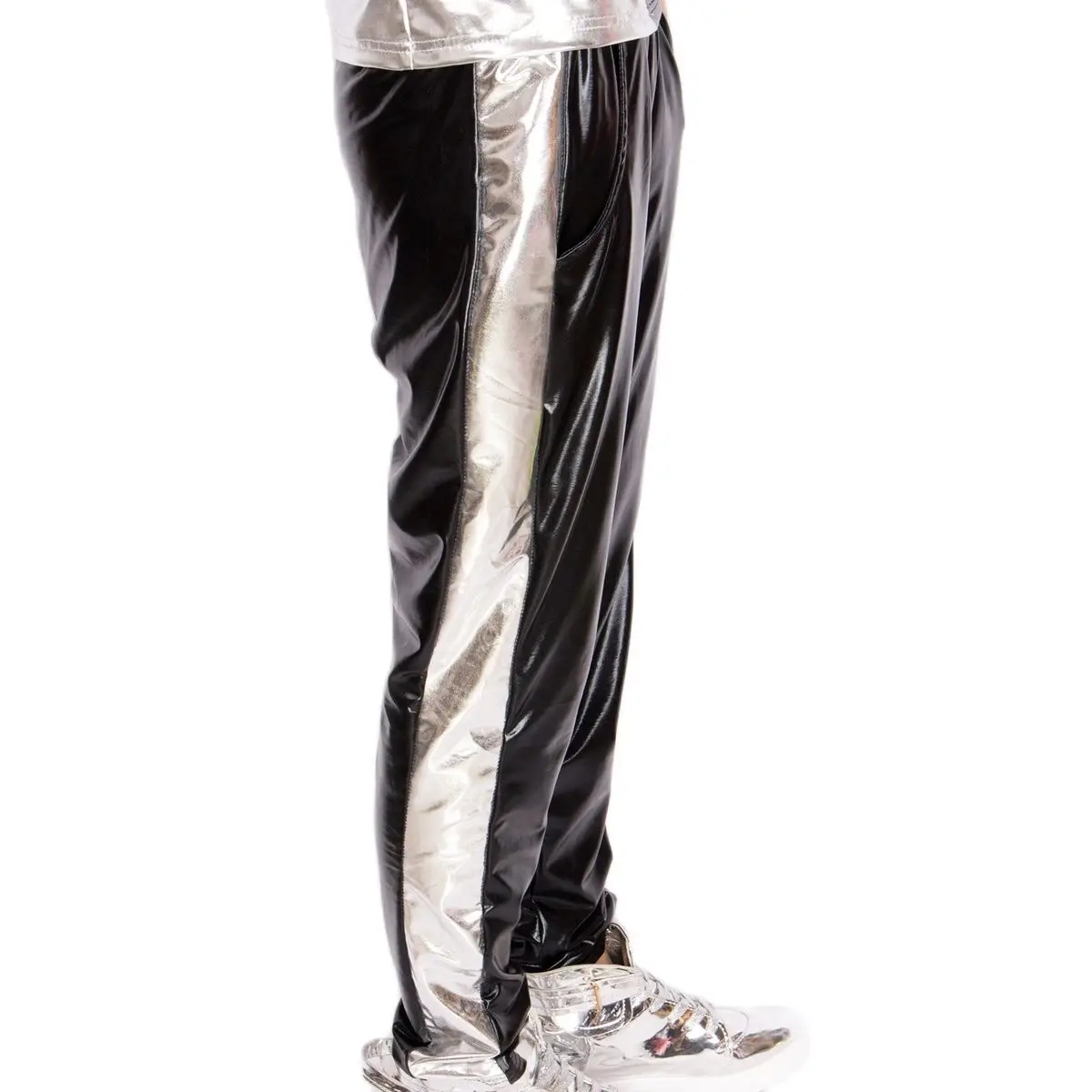 New Fashion Silver Bronzing Patchwork Leisure Time Stage Performance Hiphop Jazz  Dancer Show Clothing Dance Haren Pants M-XL